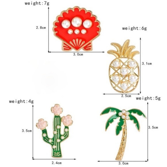 [Boutique] Enamel Palm Tree Pearl Pin - Picture 5 of 6